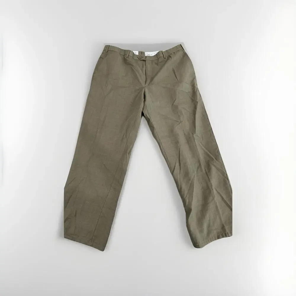 SANTORELLI MENS BROWN TAUPE DRESS PANTS 38x27 MADE IN ITALY - LIGHT STAIN